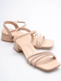 Kadın Nude Taşlı Kalın Topuklu Sandalet TR20MY26D