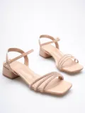 Kadın Nude Taşlı Kalın Topuklu Sandalet TR20MY26D