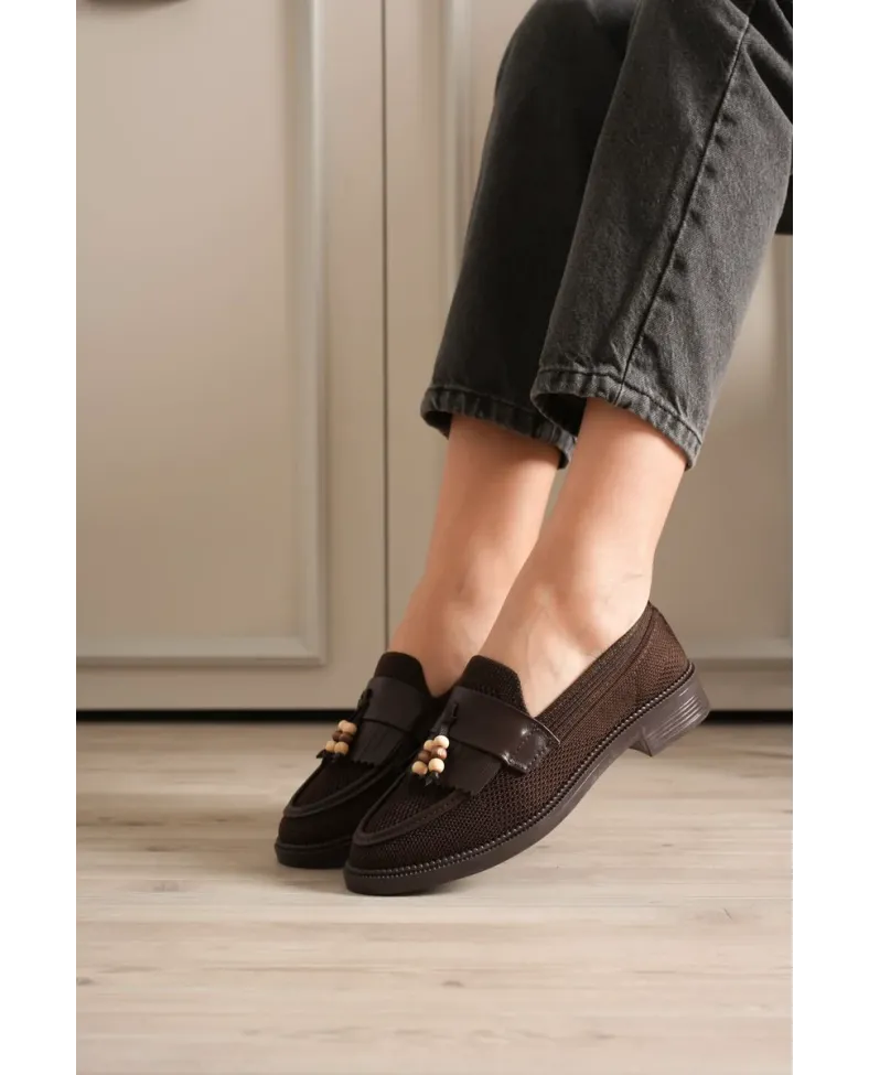 Kadın Acı Kahve Püsküllü Günlük Ayakkabı TR30MS01C