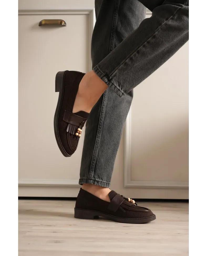 Kadın Acı Kahve Püsküllü Günlük Ayakkabı TR30MS01C