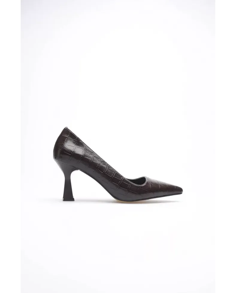 Acı Kahve Kroko Topuklu Kadın Stiletto TR20MS02G