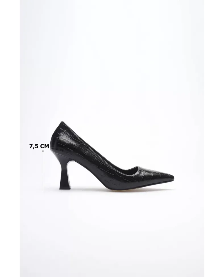 Siyah Kroko Topuklu Kadın Stiletto TR20MS02F