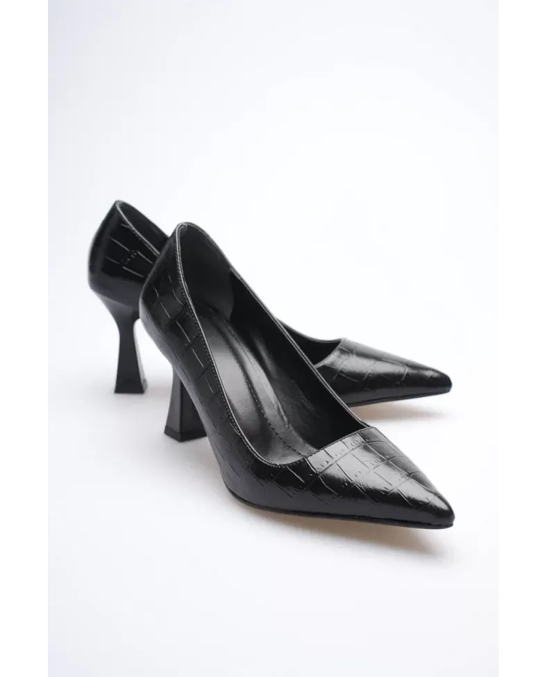 Siyah Kroko Topuklu Kadın Stiletto TR20MS02F