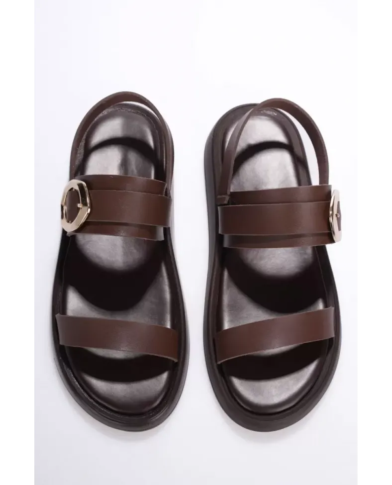 Kadın Acı Kahve 2cm Topuk Boyu Yazlık Rahat Sandalet TR27MY05C