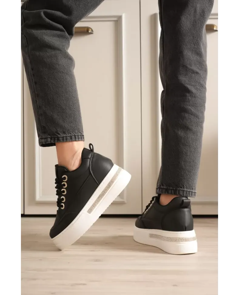 Siyah Kadın Gizli Topuklu Sneaker TR04MS01A