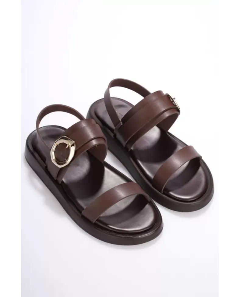 Kadın Acı Kahve 2cm Topuk Boyu Yazlık Rahat Sandalet TR27MY05C
