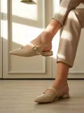 Kadın Bej Rugan 2cm Kısa Topuklu Günlük Ayakkabı TR23MS03B