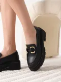 Kadın Siyah Cilt 6cm Topuklu Loafer TR17MS01C