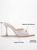 Kadın Beyaz Rugan Sivri Burun 8cm İnce Topuklu Abiye Terlik TR42MY01B