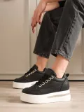 Kadın 8cm Boy Uzatan Gizli Topuklu Siyah Spor Ayakkabı TR04MS01A