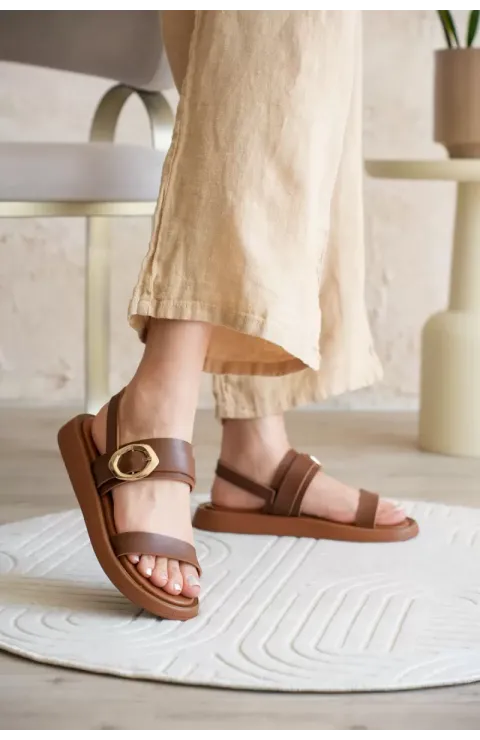 Kadın Taba 2cm Topuk Boyu Yazlık Rahat Sandalet TR27MY05B