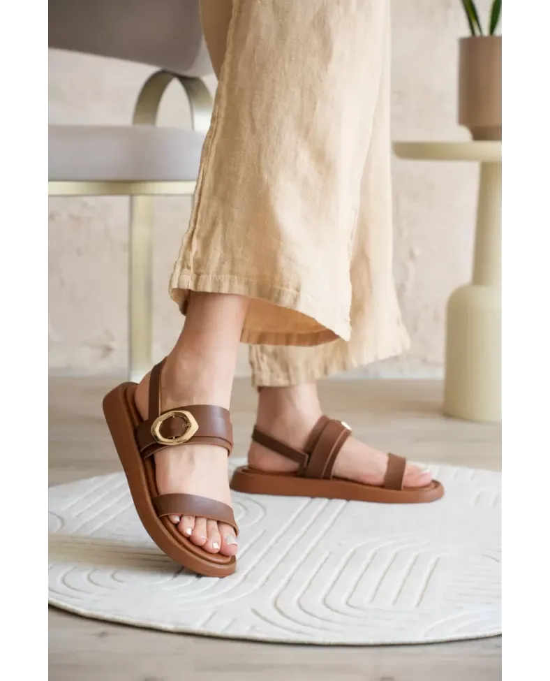 Kadın Taba 2cm Topuk Boyu Yazlık Rahat Sandalet TR27MY05B