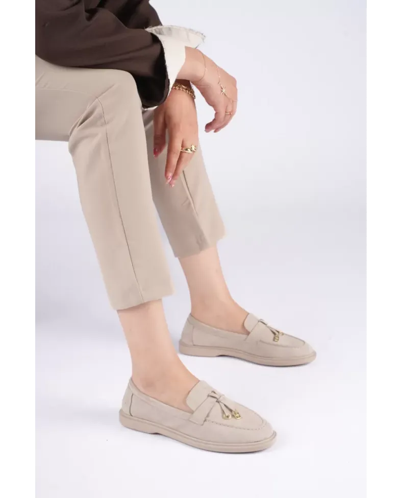 Kadın Bej Günlük Süet Ayakkabı TR27MS10B