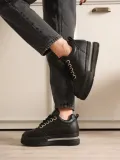 Kadın 8cm Boy Uzatan Gizli Topuklu Siyah Spor Ayakkabı TR04MS01D