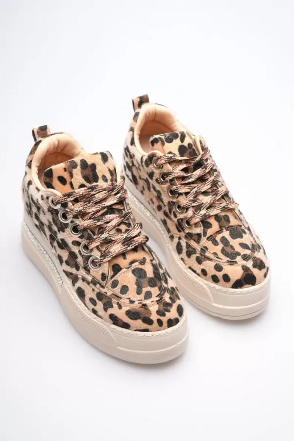 Kadın Leopar Desenli Gizli Topuklu Sneaker TR04MS01E