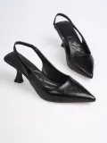 Kadın Siyah Kırışık Rugan Topuklu Ayakkabı TR08MS08C
