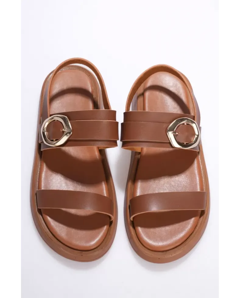 Kadın Taba 2cm Topuk Boyu Yazlık Rahat Sandalet TR27MY05B