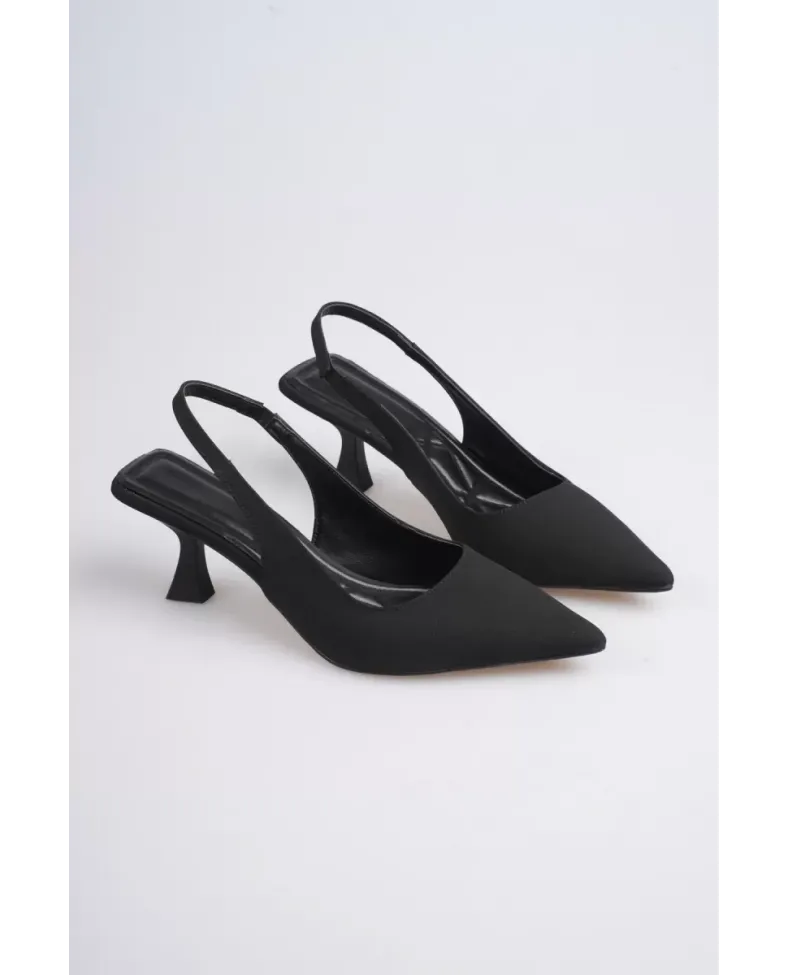 Kadın Siyah Saten Topuklu Ayakkabı TR08MS08A