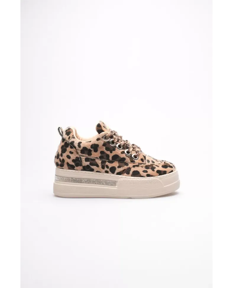 Kadın Leopar Desenli Gizli Topuklu Sneaker TR04MS01E