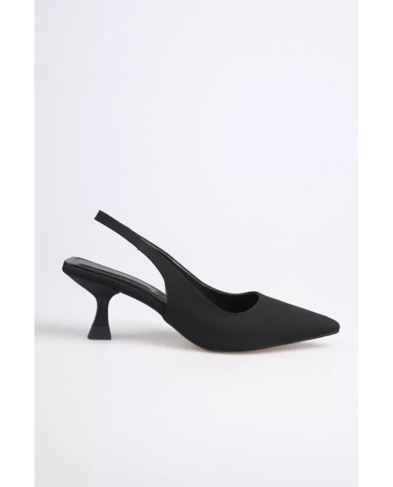 Kadın Siyah Saten Topuklu Ayakkabı TR08MS08A