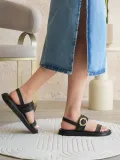 Kadın Siyah 2cm Topuk Boyu Yazlık Rahat Sandalet TR27MY05A