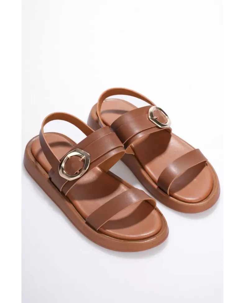 Kadın Taba 2cm Topuk Boyu Yazlık Rahat Sandalet TR27MY05B