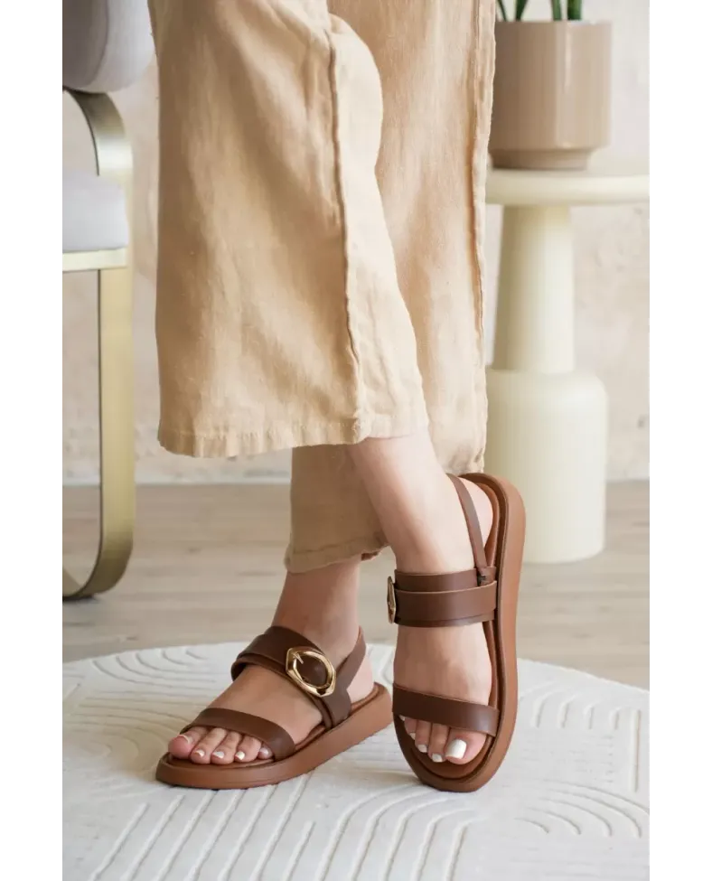 Kadın Taba 2cm Topuk Boyu Yazlık Rahat Sandalet TR27MY05B