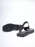 Siyah Örgü Desenli Hakiki Deri Sandalet TR31MY20A