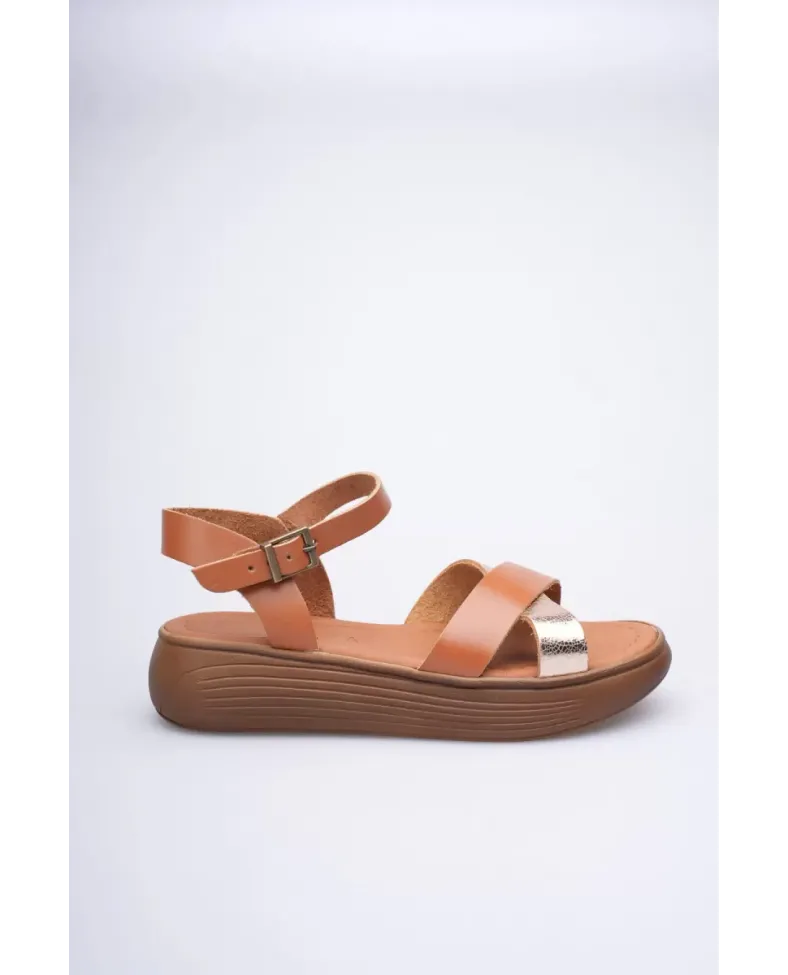 Taba Altın Detaylı Hakiki Deri Sandalet TR31MY58F