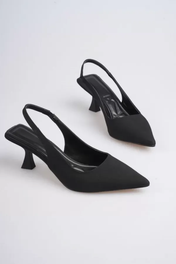 Kadın Siyah Saten Topuklu Ayakkabı TR08MS08A