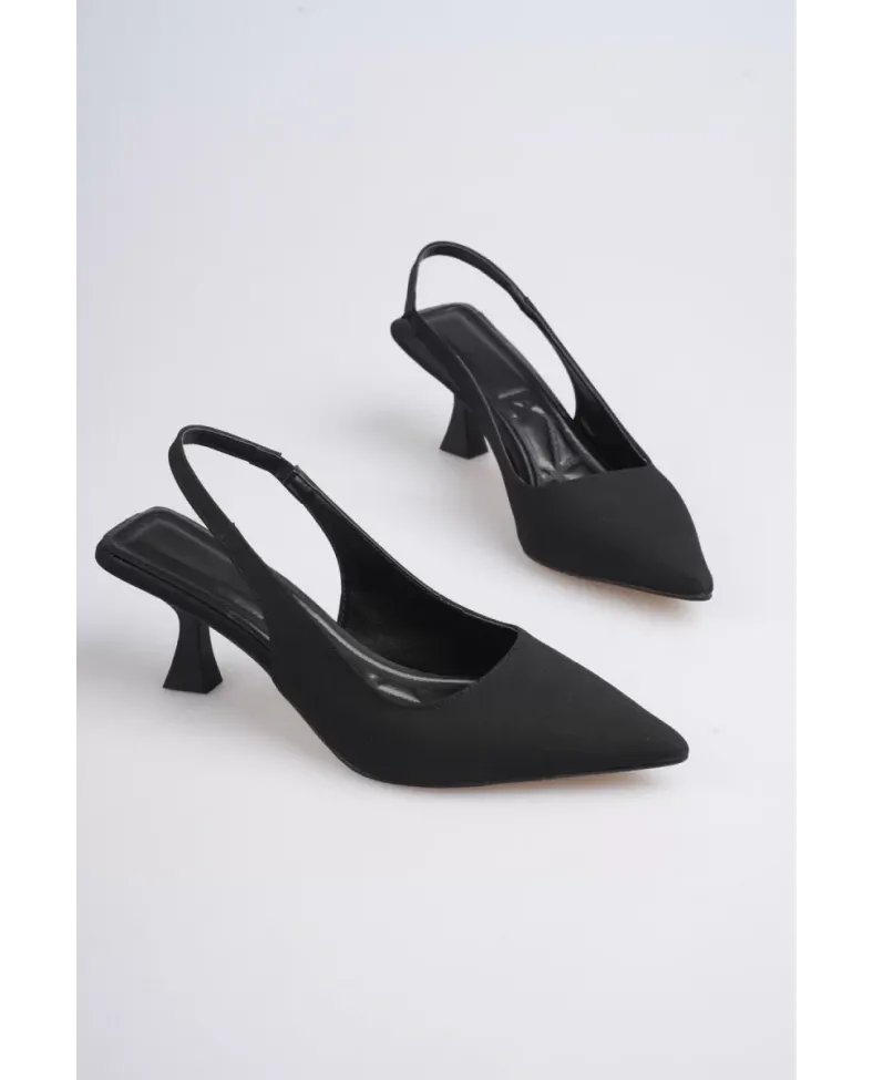 Kadın Siyah Saten Topuklu Ayakkabı TR08MS08A