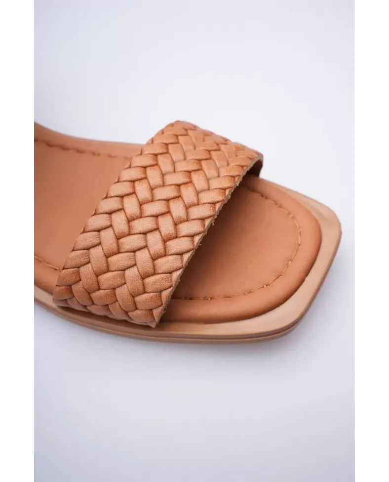 Taba Örgü Desenli Hakiki Deri Sandalet TR31MY20E
