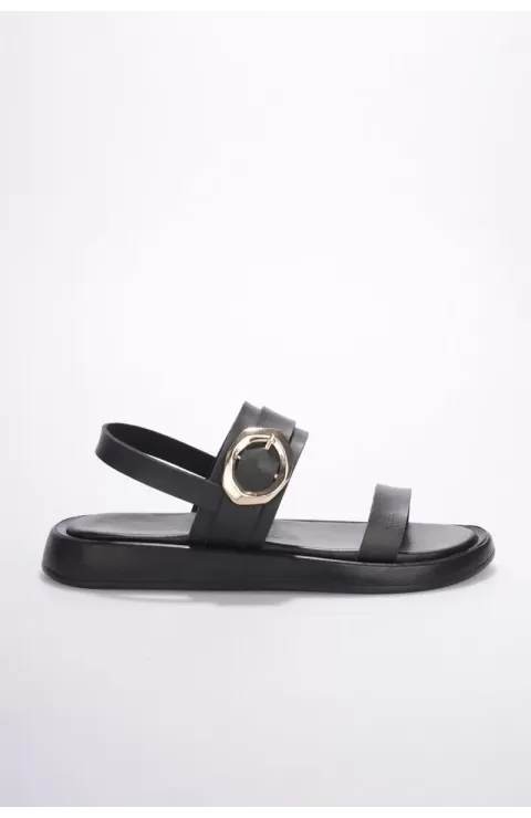 Kadın Siyah 2cm Topuk Boyu Yazlık Rahat Sandalet TR27MY05A