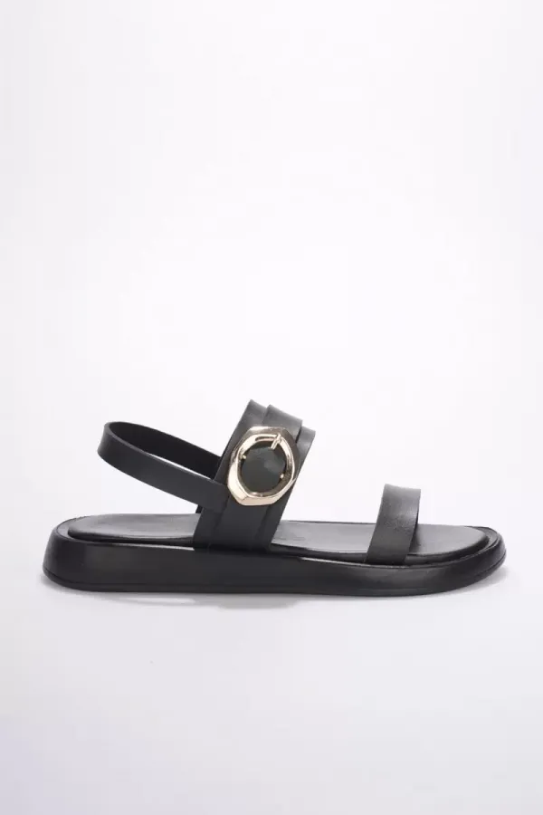 Kadın Siyah 2cm Topuk Boyu Yazlık Rahat Sandalet TR27MY05A