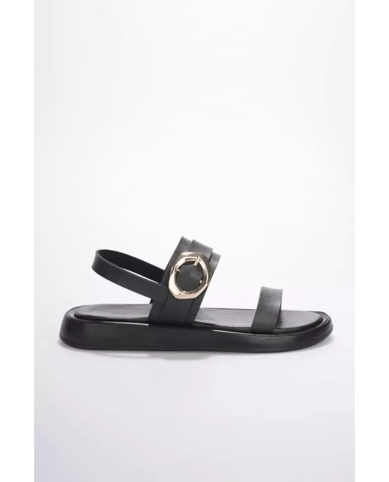 Kadın Siyah 2cm Topuk Boyu Yazlık Rahat Sandalet TR27MY05A