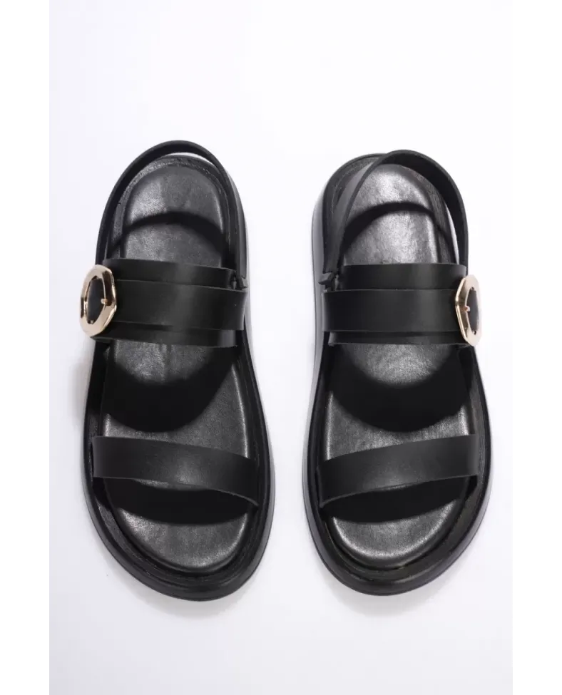 Kadın Siyah 2cm Topuk Boyu Yazlık Rahat Sandalet TR27MY05A