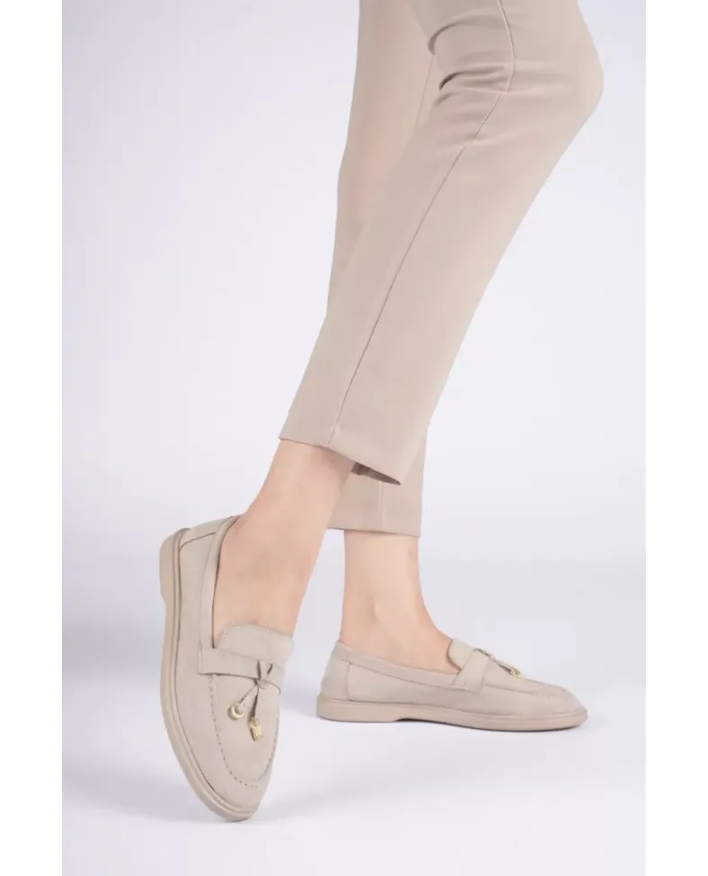 Kadın Bej Günlük Süet Ayakkabı TR27MS10B