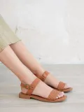 Taba Örgü Desenli Hakiki Deri Sandalet TR31MY20E