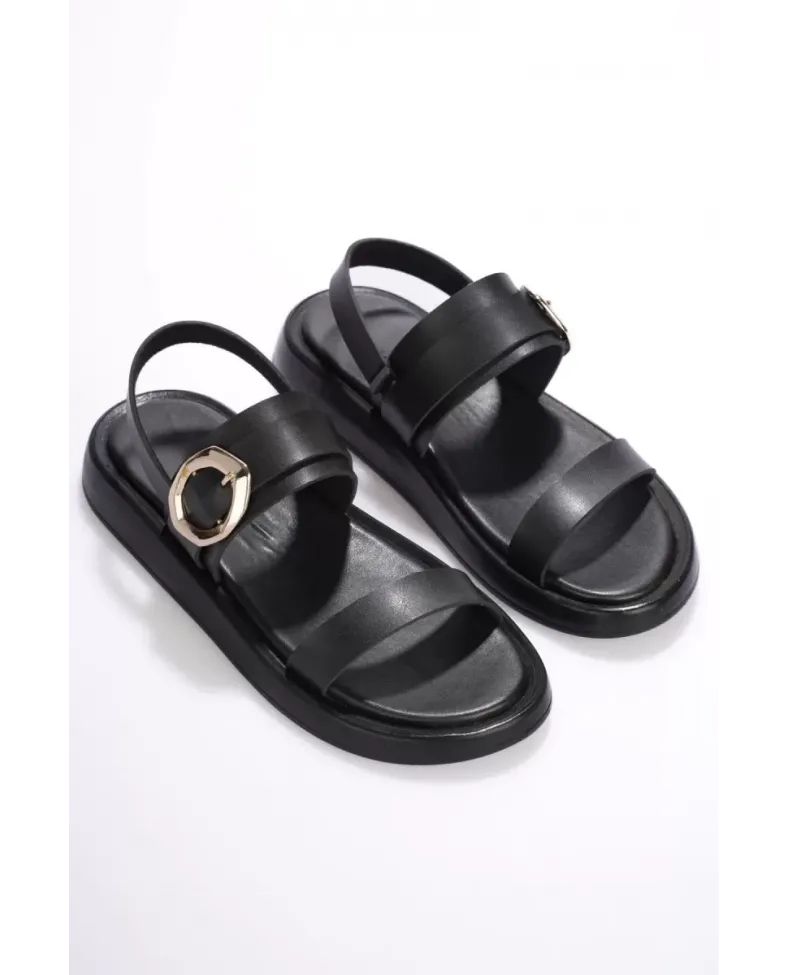Kadın Siyah 2cm Topuk Boyu Yazlık Rahat Sandalet TR27MY05A