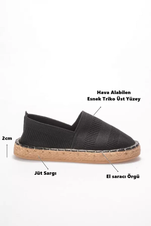 Kadın Siyah Triko Jüt Sargı El Yapımı Espadril TR44MY01A