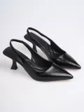 Kadın Siyah Kırışık Rugan Topuklu Ayakkabı TR08MS08C