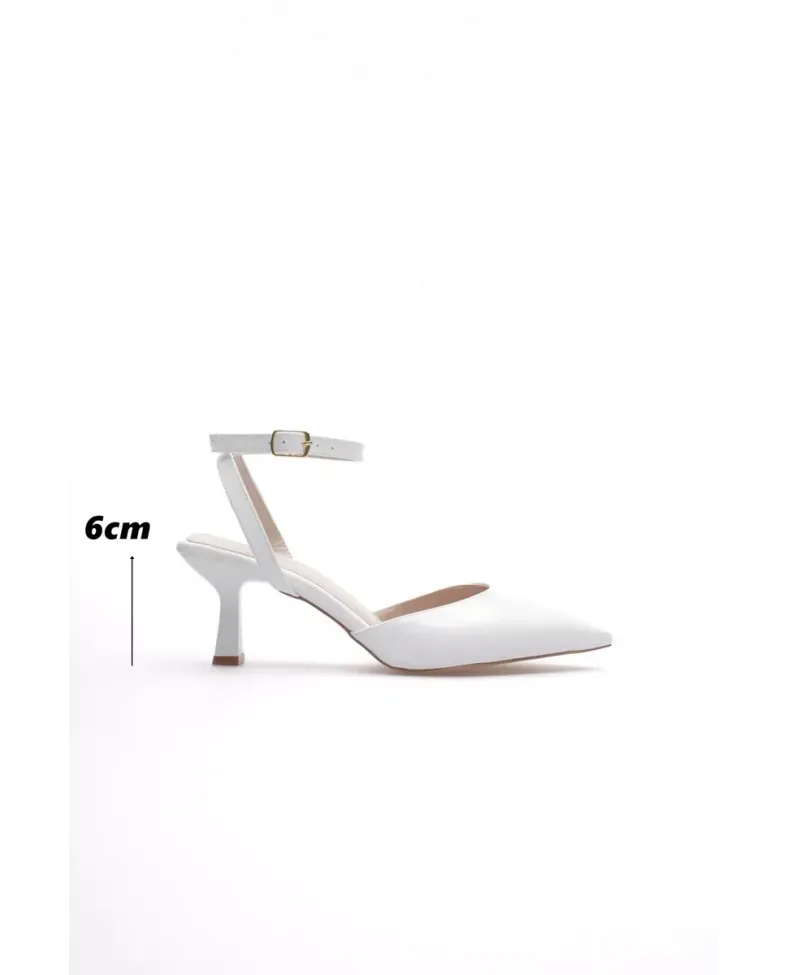 Kadın Beyaz Rugan Topuklu Ayakkabı TR03MS02B