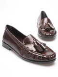 Acı Kahve Rugan Püsküllü Kadın Loafer Ayakkabı TR88MS01B