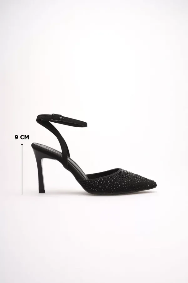 Kadın Siyah Taşlı Topuklu Ayakkabı TR08MS22A