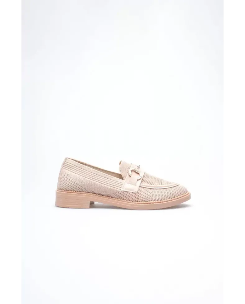 Bej Kadın Metal Tokalı Günlük Ayakkabı TR30MS02B