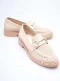 Bej Kadın Metal Tokalı Günlük Ayakkabı TR30MS02B