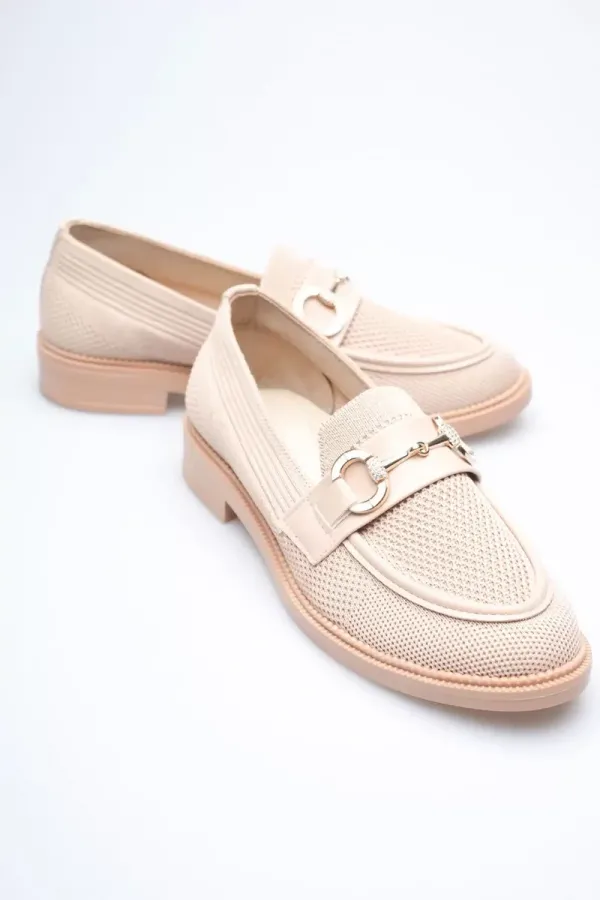 Bej Kadın Metal Tokalı Günlük Ayakkabı TR30MS02B