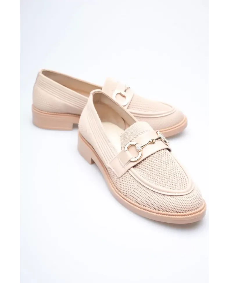 Bej Kadın Metal Tokalı Günlük Ayakkabı TR30MS02B