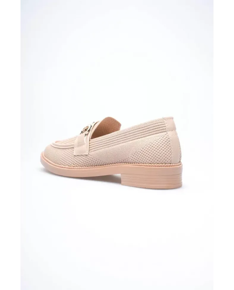 Bej Kadın Metal Tokalı Günlük Ayakkabı TR30MS02B