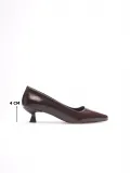 Kadın Acı Kahve Kırışık Rugan Kısa Topuklu Stiletto Ayakkabı TR20MS03D